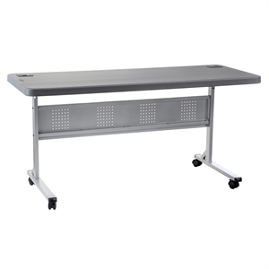 NPS BPFT Series 24x60&quot Plastic Flip-N-Store Training Table in Charcoal Slate