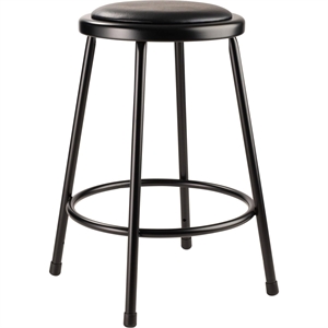NPS 6400 Series 24&quot Vinyl Padded Steel Metal Heavy Duty Stool in Black