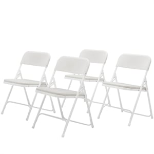 NPS 800 Series 29.75&quot Premium Plastic Folding Chair in Bright White (Set of 4)