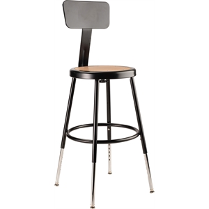 NPS 6200 Series 19-27&quot Modern Metal Heavy Duty Stool with Backrest in Black