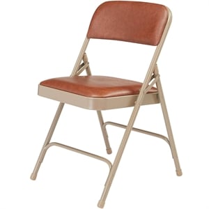 NPS 1200 Series 29.5&quot Vinyl Upholstered Folding Chair in Honey Brown (Set of 4)
