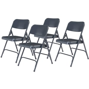 NPS 200 Series 29.5&quot Modern Metal Double Hinge Folding Chair in Blue (Set of 4)