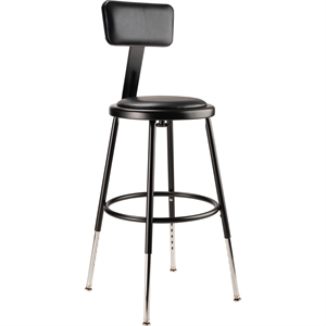NPS 6400 Series 19-27&quot Modern Heavy Duty Vinyl Padded Steel Metal Stool in Black