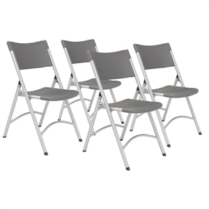 NPS 600 Series 32&quot Modern Plastic Folding Chair in Charcoal Slate (Set of 4)