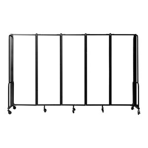 NPS ROBO Series 6ft Modern Metal Room Divider with 5 Sections in Clear