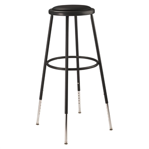 NPS 6400 Series 32-39&quot Vinyl Padded Steel Metal Heavy Duty Stool in Black