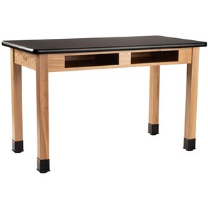 NPS 24x72&quot Modern Ash Wood Science Lab Table with HPL Top in Black