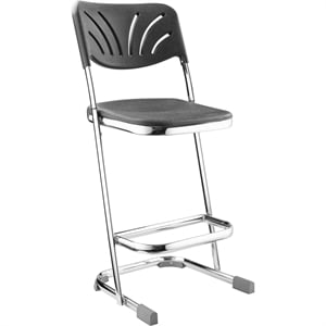 NPS 6600 Series 24&quot Modern Plastic Elephant Z-Stool with Backrest in Black