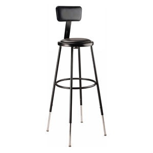 NPS 6400 Series 32-39&quot Modern Metal Heavy Duty Stool with Backrest in Black