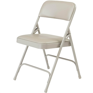 NPS 1200 Series 29.5&quot Vinyl Upholstered Folding Chair in Warm Gray (Set of 4)