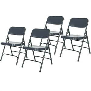NPS 300 Series 29.5&quot Modern Metal Double Hinge Folding Chair in Blue (Set of 4)
