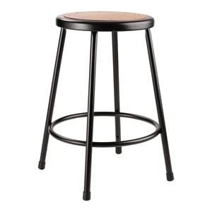 NPS 6200 Series 24&quot Modern Metal and Wood Heavy Duty Stool in Black