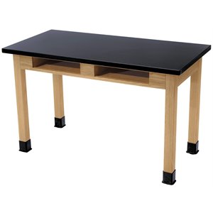 NPS 24x48&quot Modern Solid Ash Wood Science Lab Table with Phenolic Top in Black