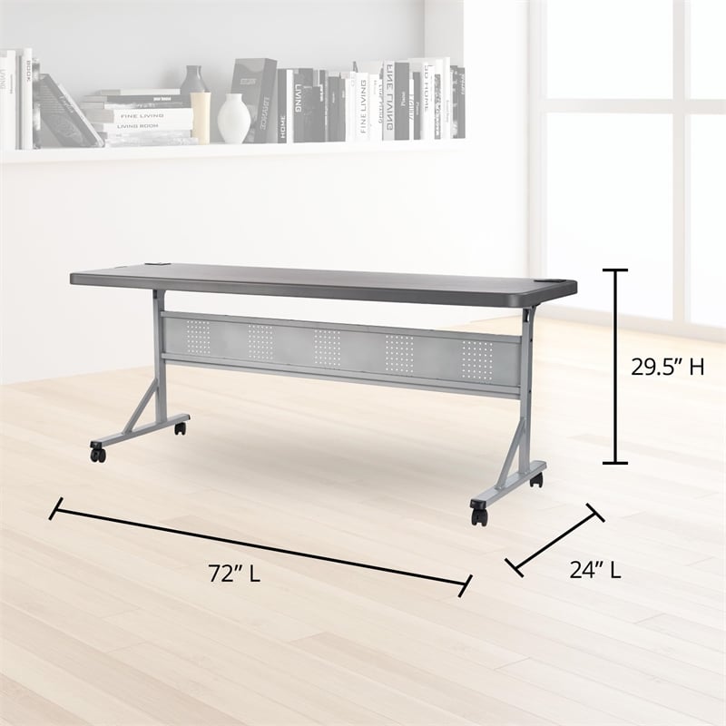 National Public Seating BPFT Series Plastic Training Table in Charcoal Slate