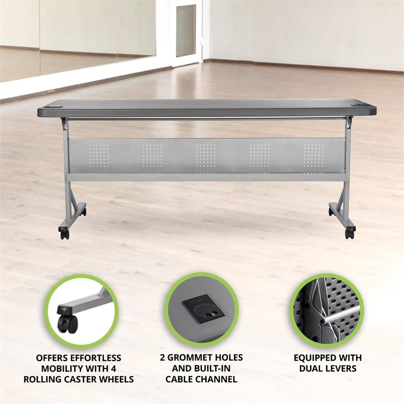 National Public Seating BPFT Series Plastic Training Table in Charcoal Slate