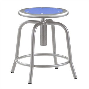 NPS 6800 Series 18-24&quot Swivel Metal Stool with Blue Seat in Gray