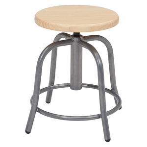 NPS 6800 Series 19-25&quot Height Adjustable Swivel Wood Stool in Gray/Oak