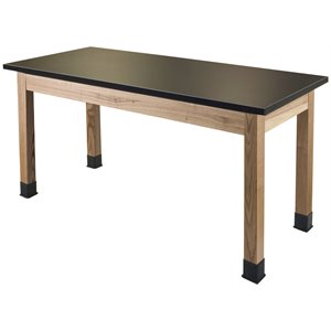 NPS 24x48&quot Modern Solid Wood Science Lab Table with Chem-Res Top in Black