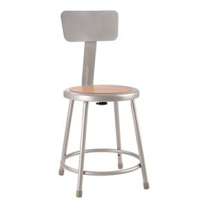 NPS 6200 Series 18&quot Modern Metal Heavy Duty Stool with Backrest in Gray