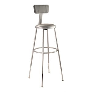 NPS 6400 Series 32-39&quot Modern Metal Heavy Duty Stool with Backrest in Gray