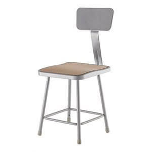 NPS 6300 Series 18&quot Modern Metal Heavy Duty Stool with Backrest in Brown/Gray