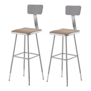NPS 6300 Series 32-39&quot Metal Heavy Duty Stool with Backrest in Brown/Gray