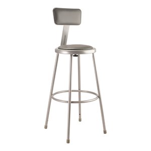 NPS 6400 Series 30&quot Vinyl Padded Metal Heavy Duty Stool with Backrest in Gray