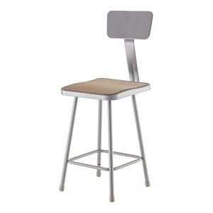 NPS 6300 Series 24&quot Modern Metal Heavy Duty Stool with Backrest in Brown/Gray