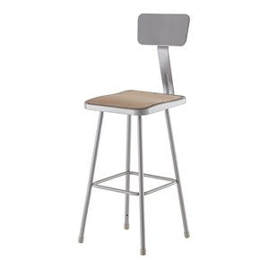 NPS 6300 Series 30&quot Modern Metal Heavy Duty Stool with Backrest in Brown/Gray