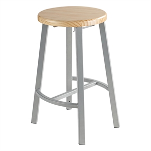 NPS 24&quot Titan Stool Solid Wood Seat Grey Frame