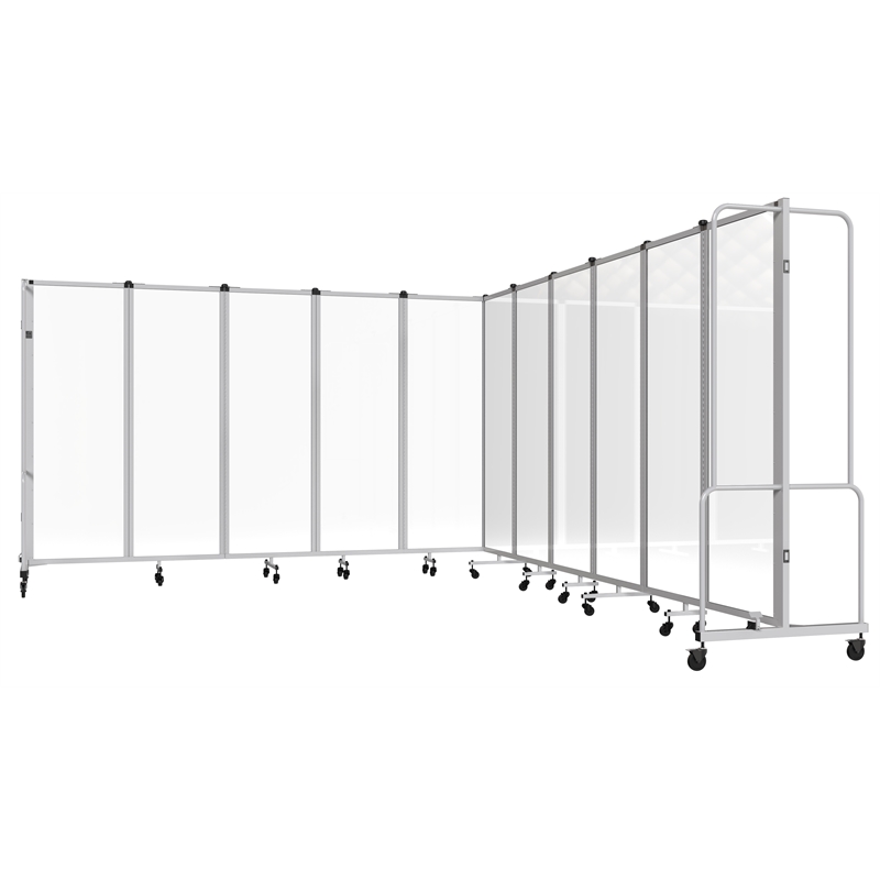 NPS Room Divider 6' Height 11 Sections Clear Acrylic Panels Grey Frame