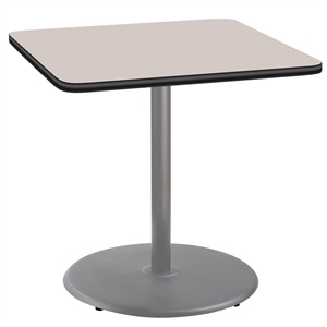 NPS Cafe Table 36&quot SQ Round Base 36&quotH Particleboard Grey Frame Grey Top