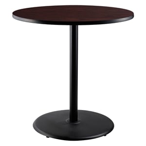 NPS Cafe Table 36&quotR Round Base 42&quotH Particleboard Black Frame Mahogany Top