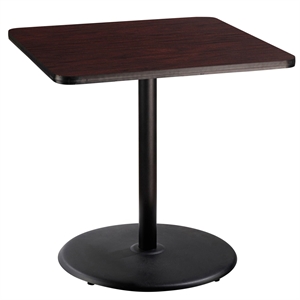 NPS Cafe Table 36&quot SQ Round Base 36&quotH Particleboard Black Frame Mahogany Top