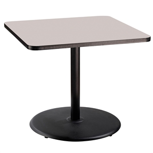 NPS Cafe Table 36&quot SQ Round Base 30&quotH Particleboard Black Frame Grey Top