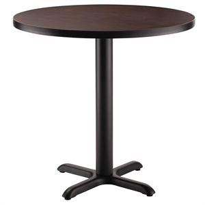 NPS Cafe Table 36&quot Round X Base 30&quotH Particleboard Black Frame Mahogany Top