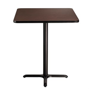NPS Cafe Table 36&quot SQ X Base 30&quotH Particleboard Black Frame Mahogany Top