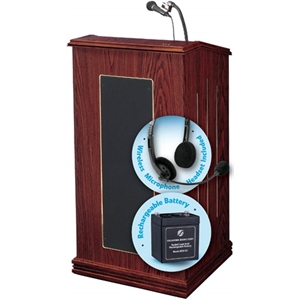 Oklahoma Sound Prestige 47&quot Wood Lectern and Battery in Mahogany