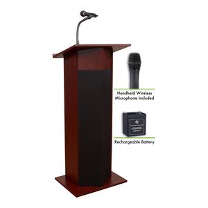 Oklahoma Sound 46&quot Modern Wood Power Plus Lectern and Battery in Mahogany