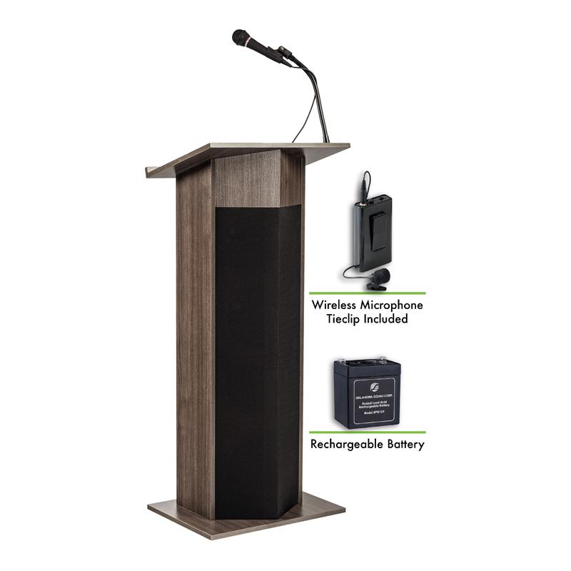 Oklahoma Sound Power Plus Lectern and Rechargeable Battery in Ribbonwood Brown