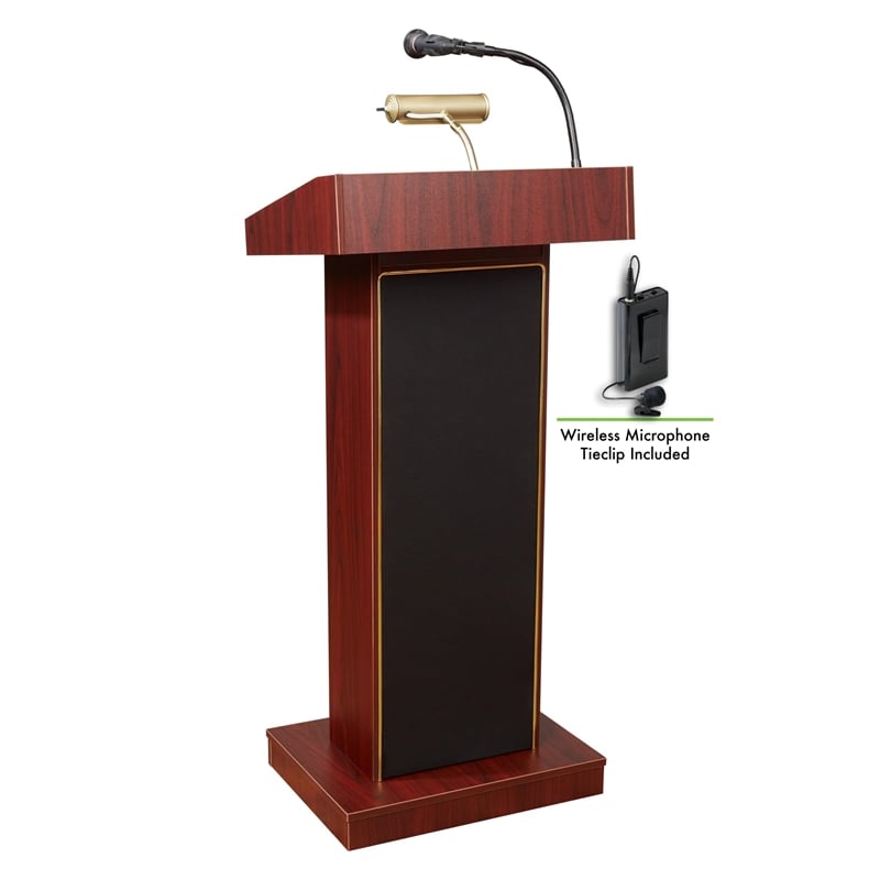 Oklahoma Sound Orator Series Lectern with Tie Clip/ Lavalier Mic in Mahogany