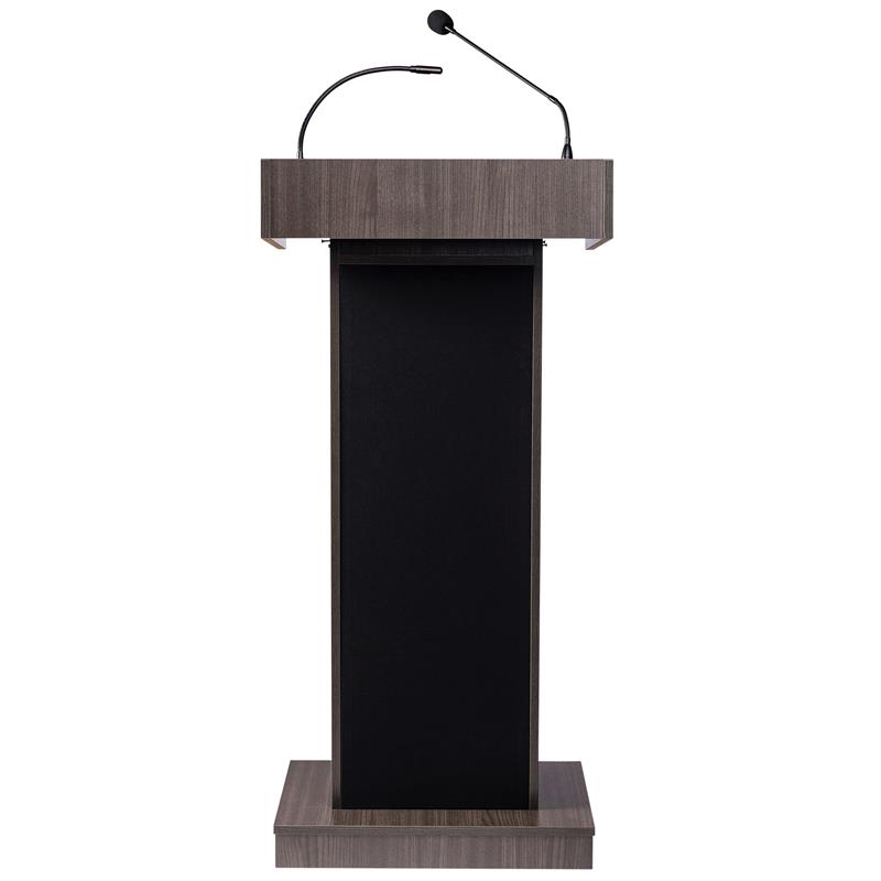 Oklahoma Sound Orator Series Lectern with Wireless Tie Clip in Ribbonwood Brown