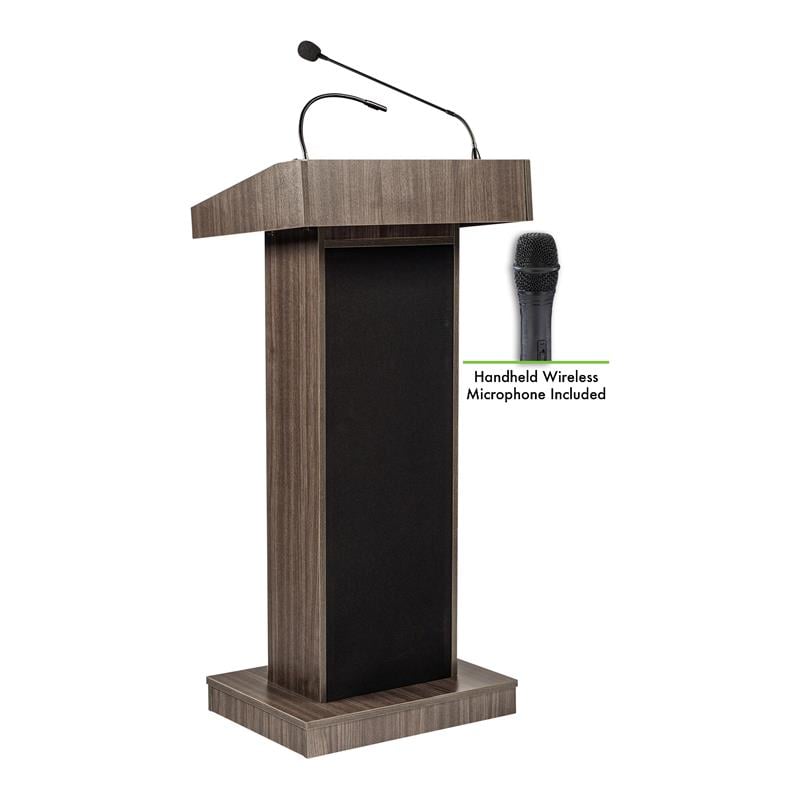 Oklahoma Sound Orator Series Modern Wood Lectern in Ribbonwood Brown