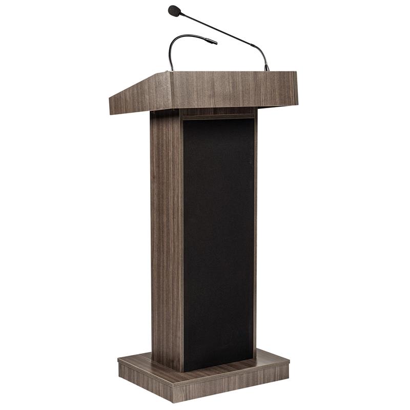 Oklahoma Sound Orator Modern Wood Lectern and Rechargeable Battery in Brown