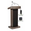 Oklahoma Sound Orator Modern Wood Lectern and Rechargeable Battery in Brown