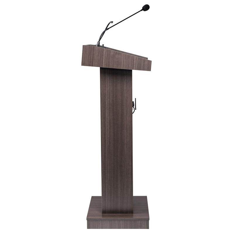 Oklahoma Sound Orator Wood Lectern and Rechargeable Battery in Ribbonwood Brown