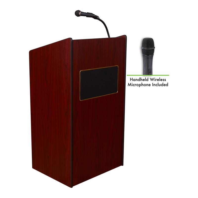 Oklahoma Sound Aristocrat Lectern with Wireless Handheld Mic in Mahogany