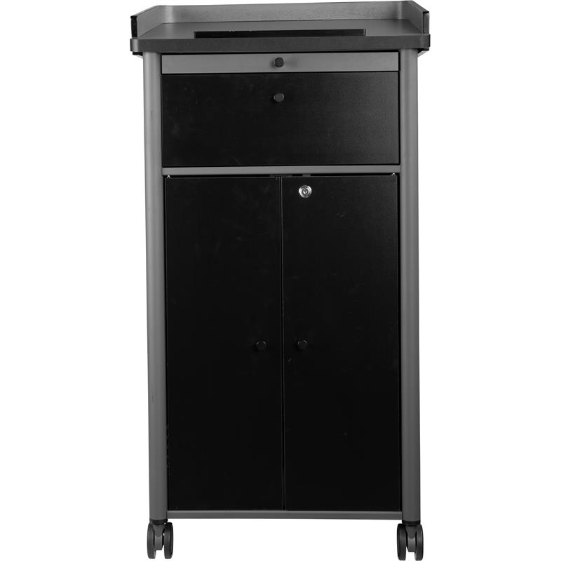Oklahoma Sound GSL Series Modern Metal Lectern with Shelves in Charcoal