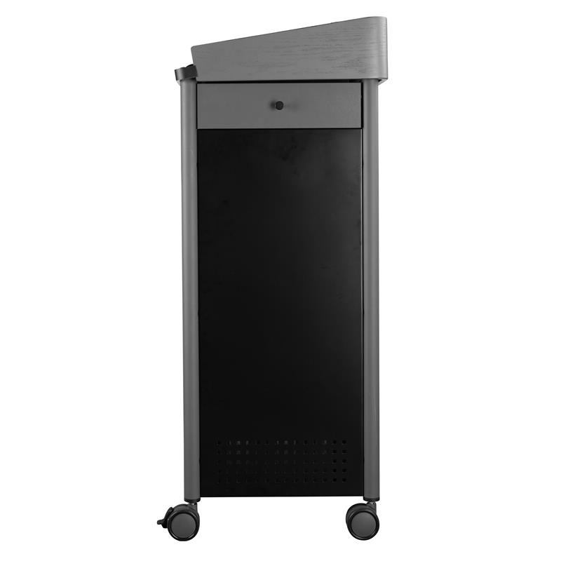 Oklahoma Sound GSL Series Modern Metal Lectern with Shelves in Charcoal