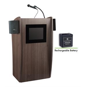 Oklahoma Sound Vision 46&quot Modern Wood Lectern with Sound and Screen in Brown